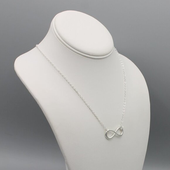 Jewelry necklace infinity love symbol dainty white gold tone minimalist new - Picture 6 of 8